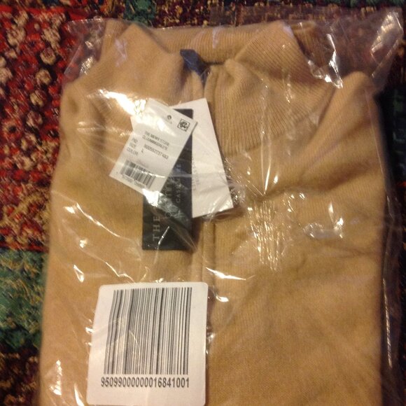 Bloomingdale's Men's Tan 1/4 Zip Cashmere Sweater - Large - New with Tags - Picture 4 of 5